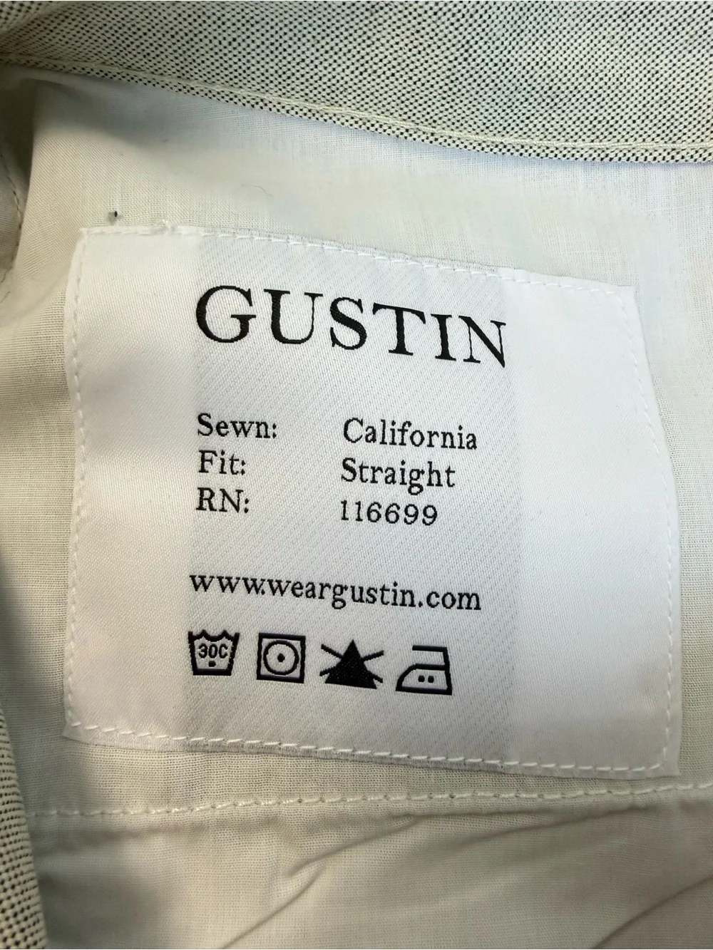 Gustin Straight Fit Natural Denim Pants USA Made Oatmeal Canvas